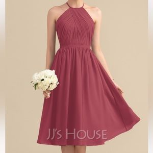 JJs House chiffon dress in cinnamon rose